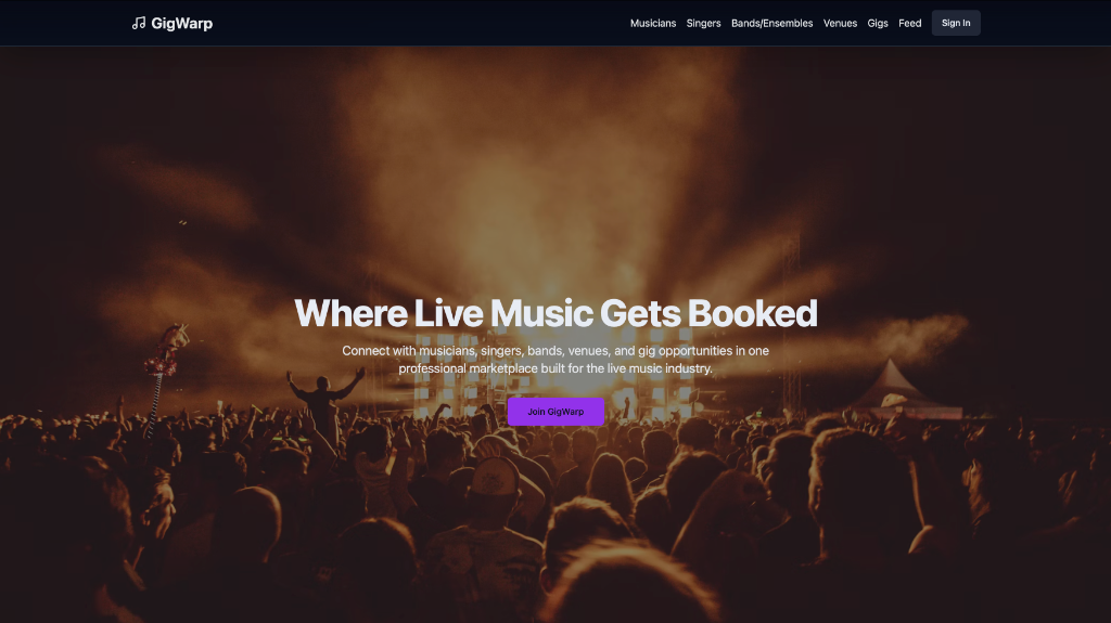 Gig Warp marketplace interface